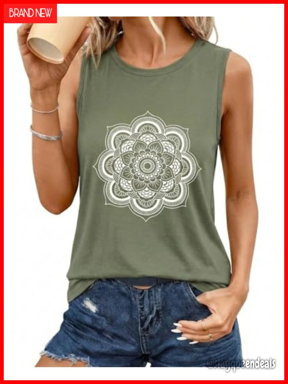 Womens Sleeveless Tank Top Crewneck Loose Fit Tunic Summer Casual